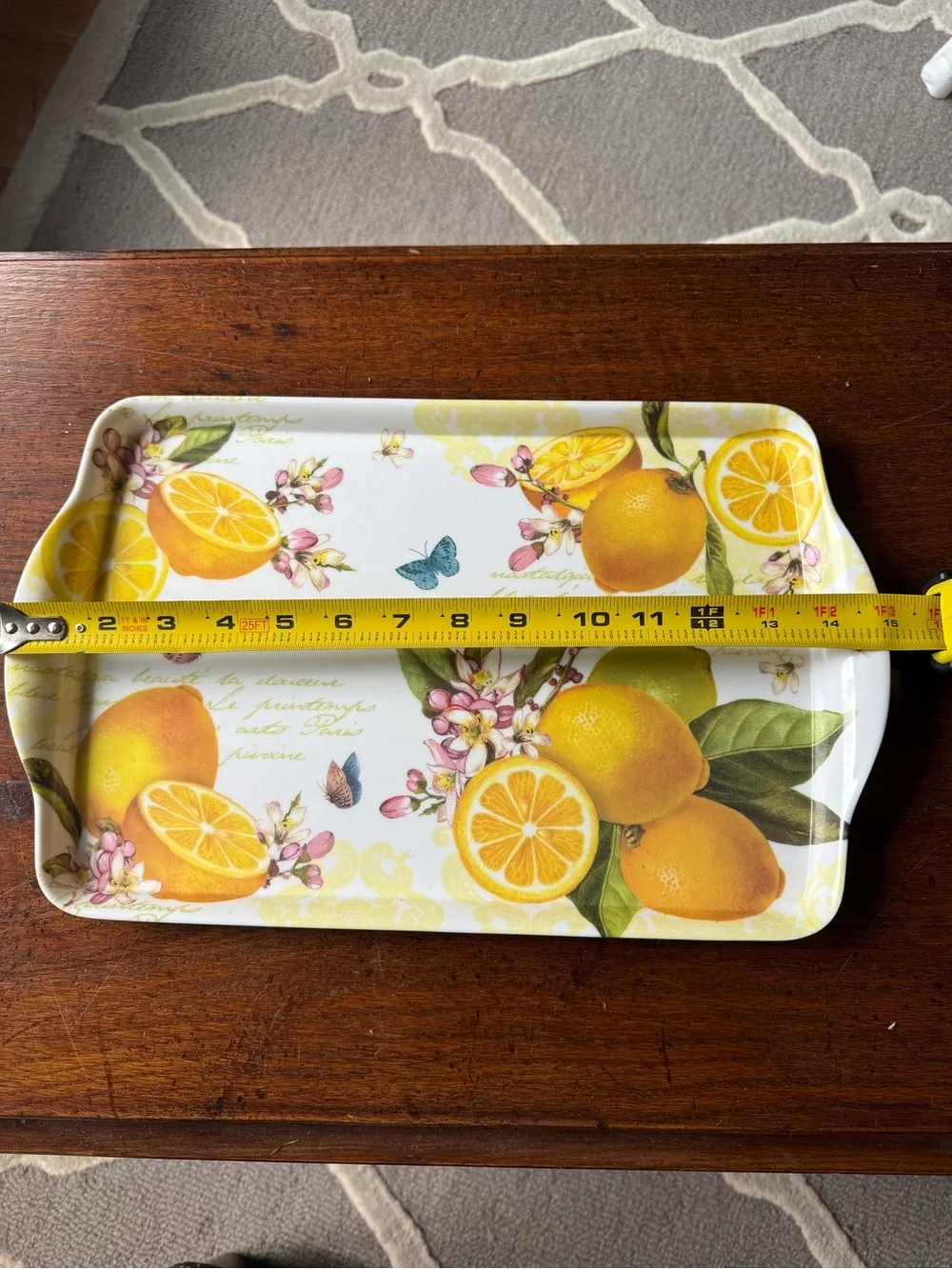 Home Essentials Lemon Citrus Decorative Vanity Tray - White/Yellow/Green